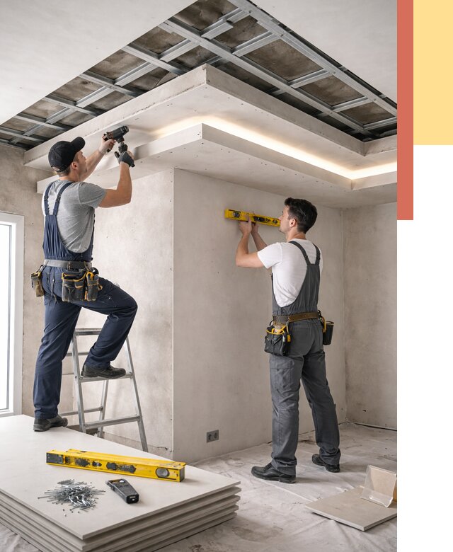 Двухуровневый потолок из гипсокартона в Кузнецке от 1511 руб. под ключ | ОТДЕЛОЧНИК-Кнц