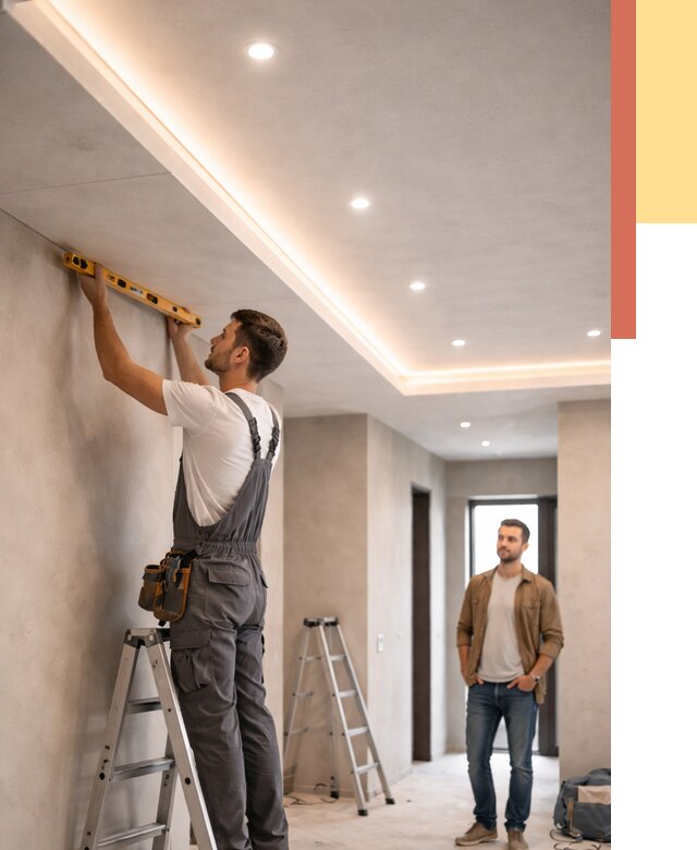 Потолок из гипсокартона с подсветкой в Кузнецке от 782 руб./м2 под ключ | ОТДЕЛОЧНИК-Кнц