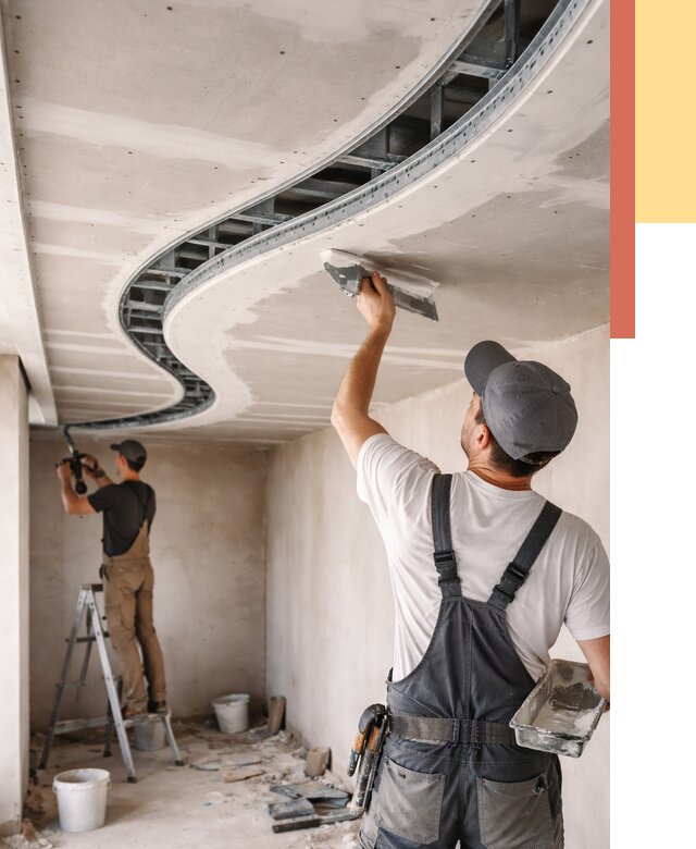 Криволинейный потолок из гипсокартона в Кузнецке от 2189 руб./м2 | ОТДЕЛОЧНИК-Кнц