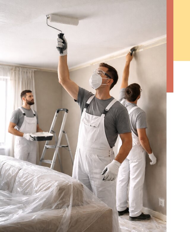 Покраска потолка водоэмельсионной краской в Кузнецке от 2293 руб/м² — услуги под ключ | ОТДЕЛОЧНИК-Кнц