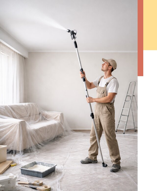 Покраска потолка краскопультом в Кузнецке от 4691 руб. быстро и недорого | ОТДЕЛОЧНИК-Кнц