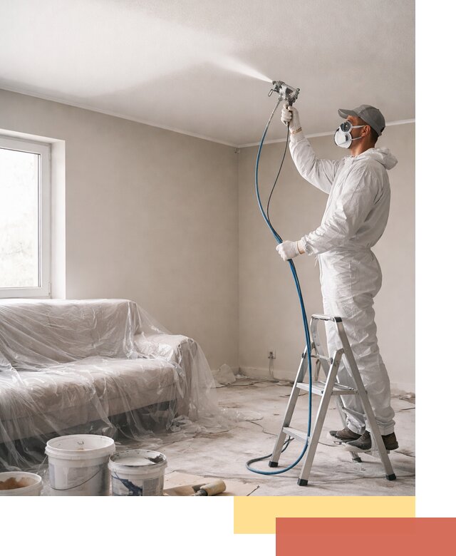 Покраска потолка краскопультом в Кузнецке быстро и качественно