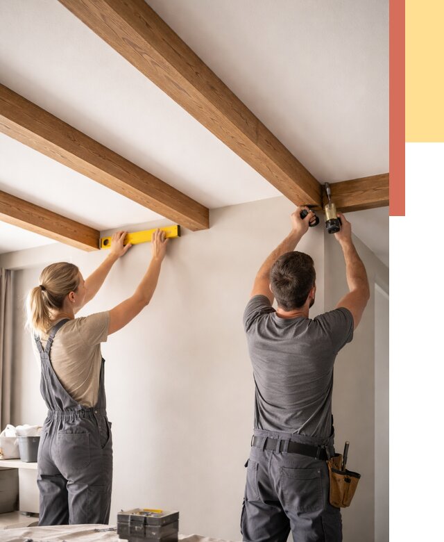 Монтаж декоративных балок на потолок в Кузнецке от 4378 руб. — ОТДЕЛОЧНИК-Кнц